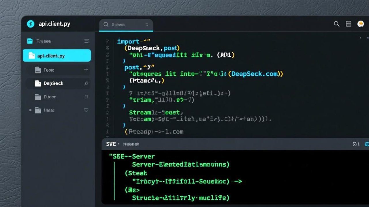 VS Code 代码编辑器中 Python 调用 DeepSeek API 的流式输出示例